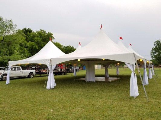 Wedding tent 40x60 with glove lights around and drapes (250 ppl)