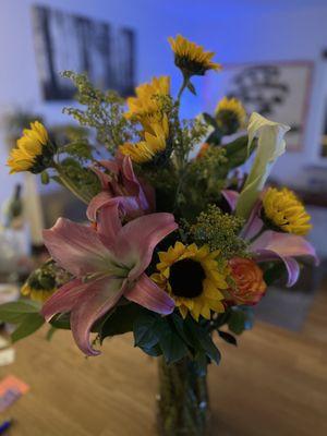 Fragrant Lillie's as big as your head and so many lovely sunflowers and roses.