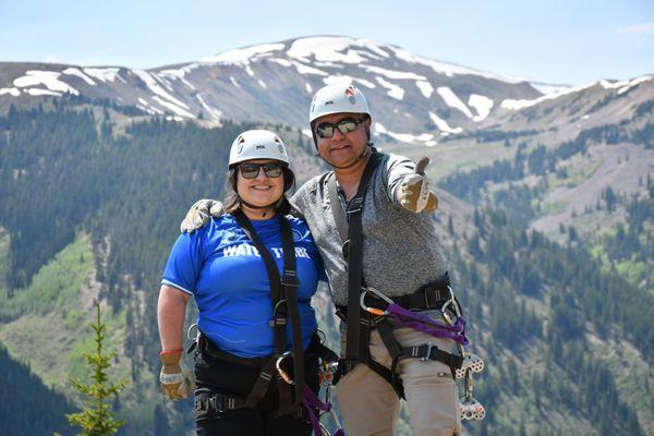 Me and my daughter Julia ready to zip line in Colorado!