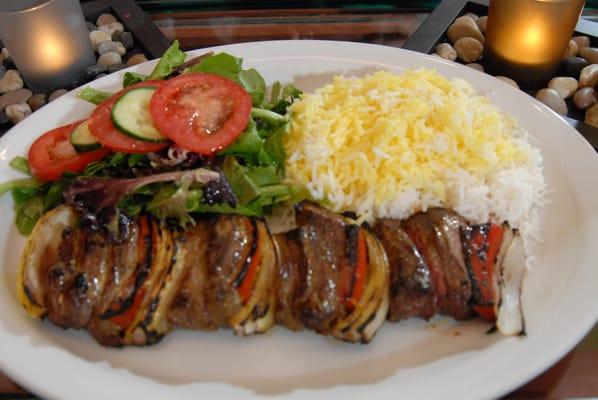 Filet Megnon Shish Kabob with half rice and salad