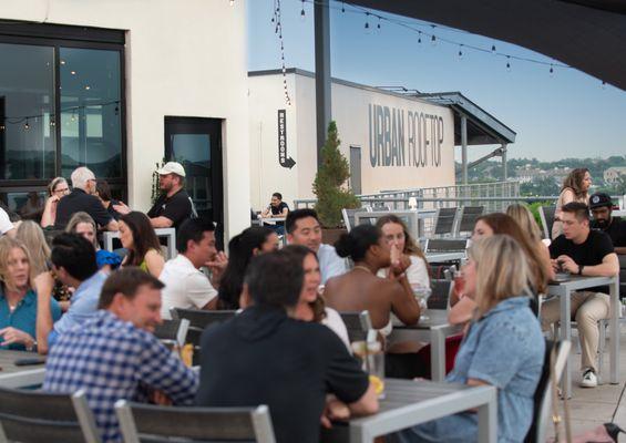 Patio seating at Urban Rooftop