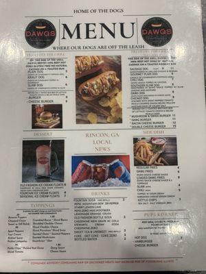 Full menu