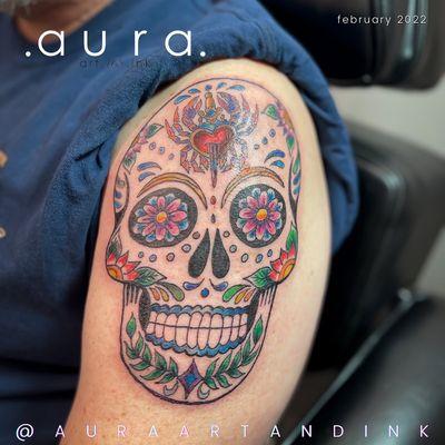 Custom Sugar skull tattoo.