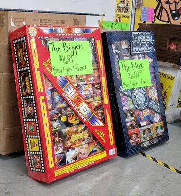 In the back of the warehouse are these $1,699 sets of fireworks, in case your pyrotechnics budget is limitless