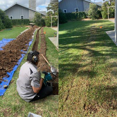 Dedicated to giving our customers top quality, here is a before and after of an outside plumbing repair of a water service here in OC