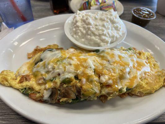 Garden Omelette and cottage cheese.