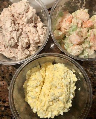 Amazing Chicken salad, egg salad, and fruit salad