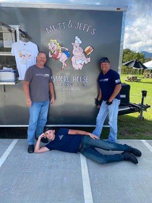 Just some firefighters enjoying some great BBQ.