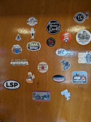 Door with stickers