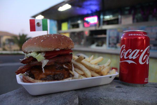 Double bacon cheeseburger with a combo