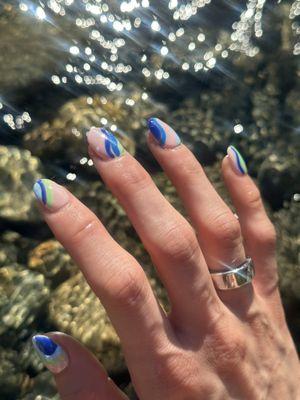 Blue and green nails