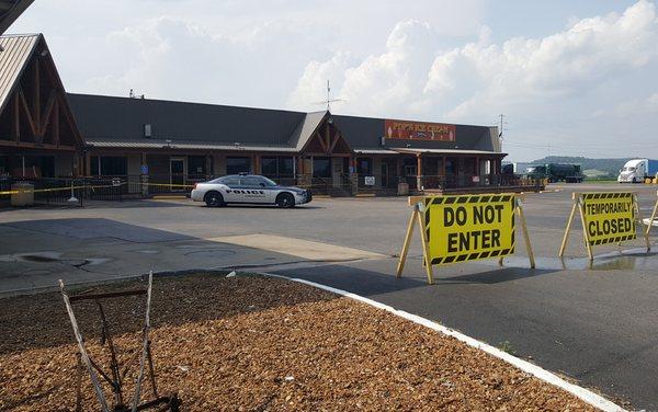 Local constable keeping watch over this iconic pit stop while they rebuild from a fire.