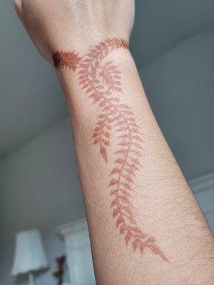 My henna after 2 days. I waited 16 hours before peeling it off.