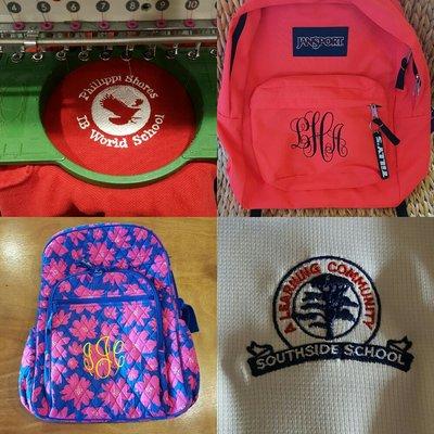 Back to School with embroidered logos and monogrammed backpacks!