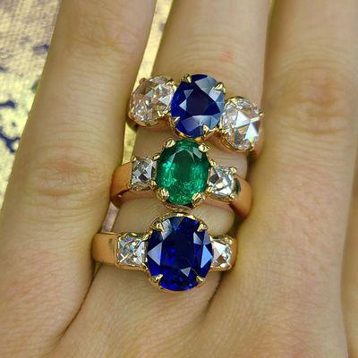 Beautiful Sapphire and Emerald rings in 18 karat