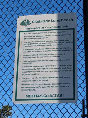 Tennis Court Rules (in Spanish)