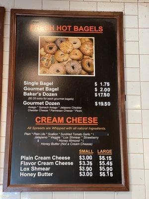 Bagel and cream cheeses choices