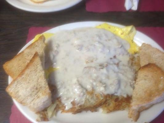 When I order hashbrowns or omeletes, I often add a 'smother' of gravy. This wasn't a mistake at Jo Jo's.  Good stuff.