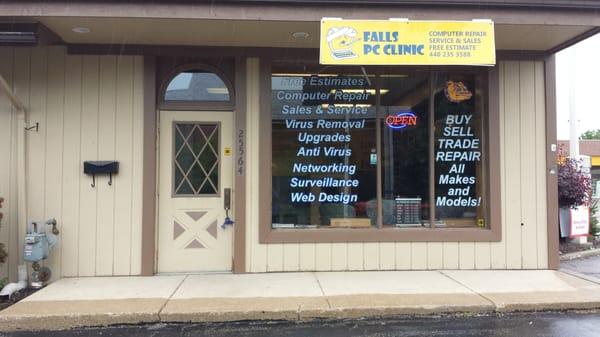 We are located at 25564 Bagley Rd in Olmsted Falls.  Computer repair, virus removal and much more! 440-235-3588