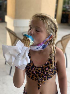 Cookie Monster/ Birthday cake waffle cone.