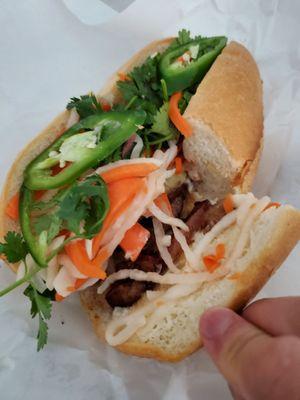 Pork belly Cambodian sandwich, light on the peppers (inside)