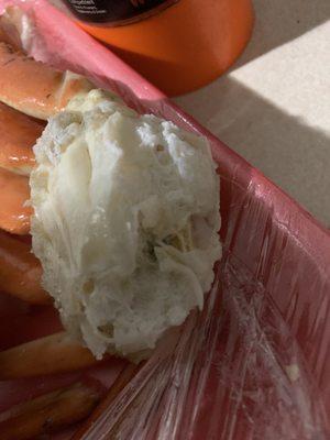 Crab legs with mold on the inside