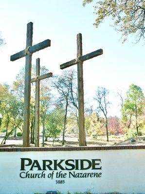 The crosses in front of Parkside Church