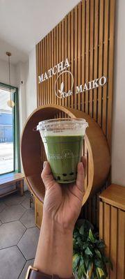 Matcha latte with boba