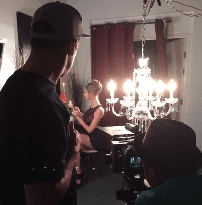 Behind the scenes on Updo Secret video commercial shoot