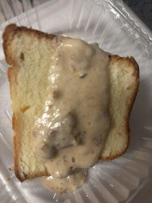 Cream cheese pound cake with gravy