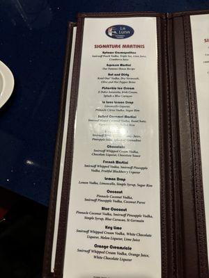 Martini Menu