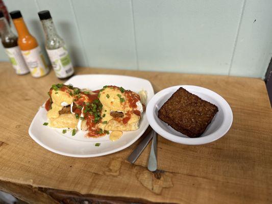 Fried Green Tomato Biscuit and Sriracha Maple Sausage