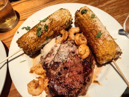 Surf and turf - ribeye with double street corn