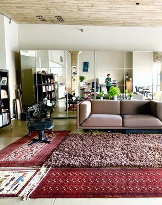 Thanks to my valued customer for sharing this beautiful image of his living area. Persian Baluchi Runners