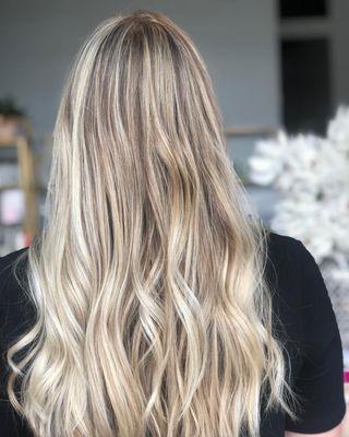 Full highlights, ash blonde.