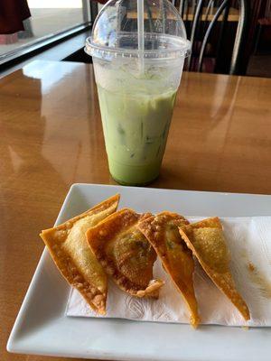 Fried wontons and a special delicious tea!