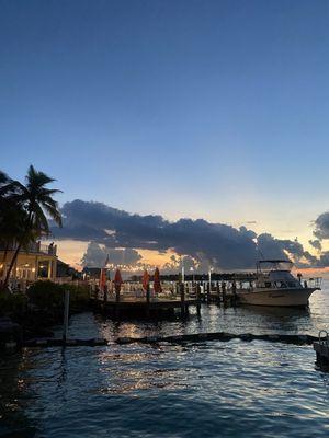 Sunset view from tiki bar