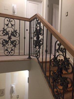 Magnificent iron stair railing design assisted, fabricated and installed by Lopopolo Iron Works