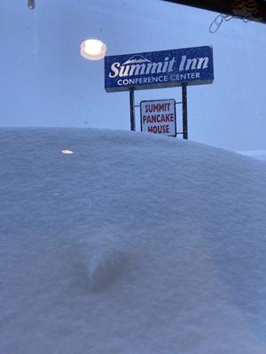 This is a picture out the window. The snow covered all the first floor windows.