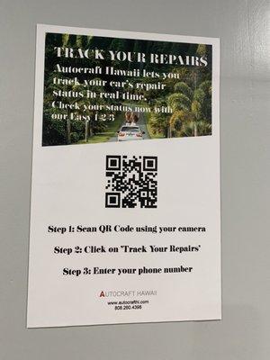 QR to track repairs