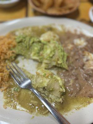 chile verde enchiladas and yes i have Guacamole on mine haha