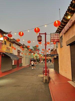 Outside! Love the lanterns