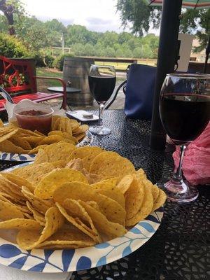 Chips and hummus and salsa