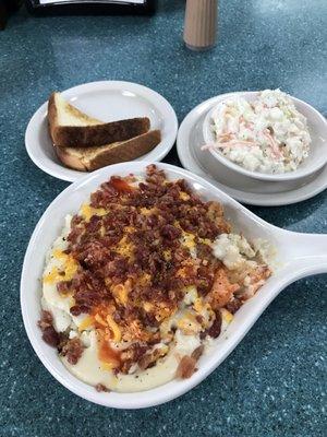 Smothered Chicken with a side of coleslaw, fantastic and filling!