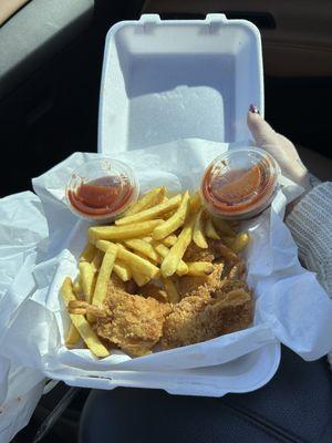 Fried shrimp and fries