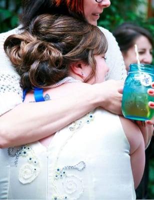 Here's a close up of my wedding up-do and highlights.