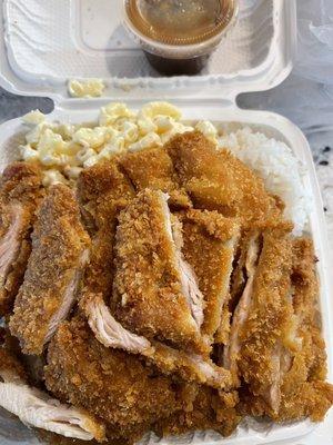 Chicken katsu. Hawaii establishments makes their katsu with chicken thighs. So much more flavor, and that dipping sauce is fire!