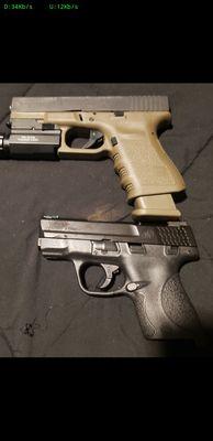 New Smith and Wesson MP Shield 9mm for bb.  Pictured: His and Hers