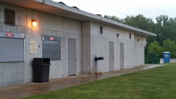 Front of concession stand,  restrooms