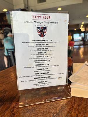 Happy Hour menu